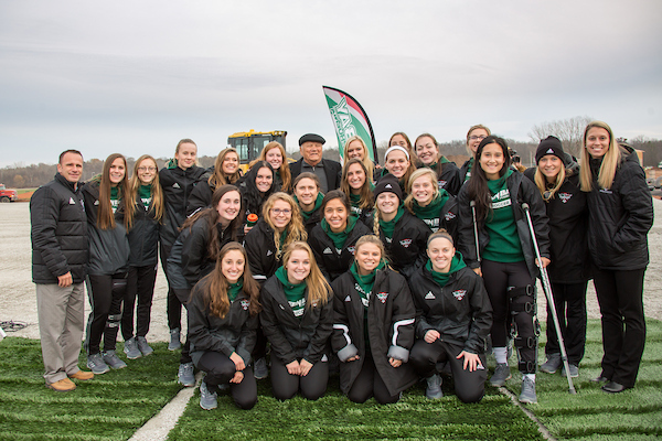 Girl's soccer team in warm up suits