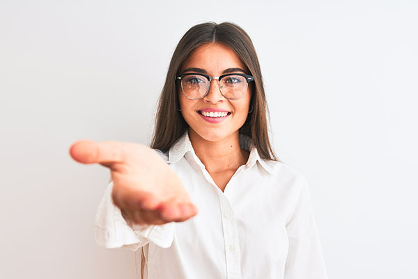 servant leadership concept, woman with hand reaching out