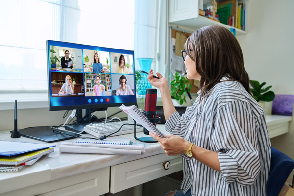 Person at computer during virtual class