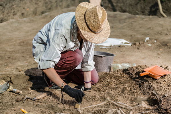 Archaeologist working on a dig